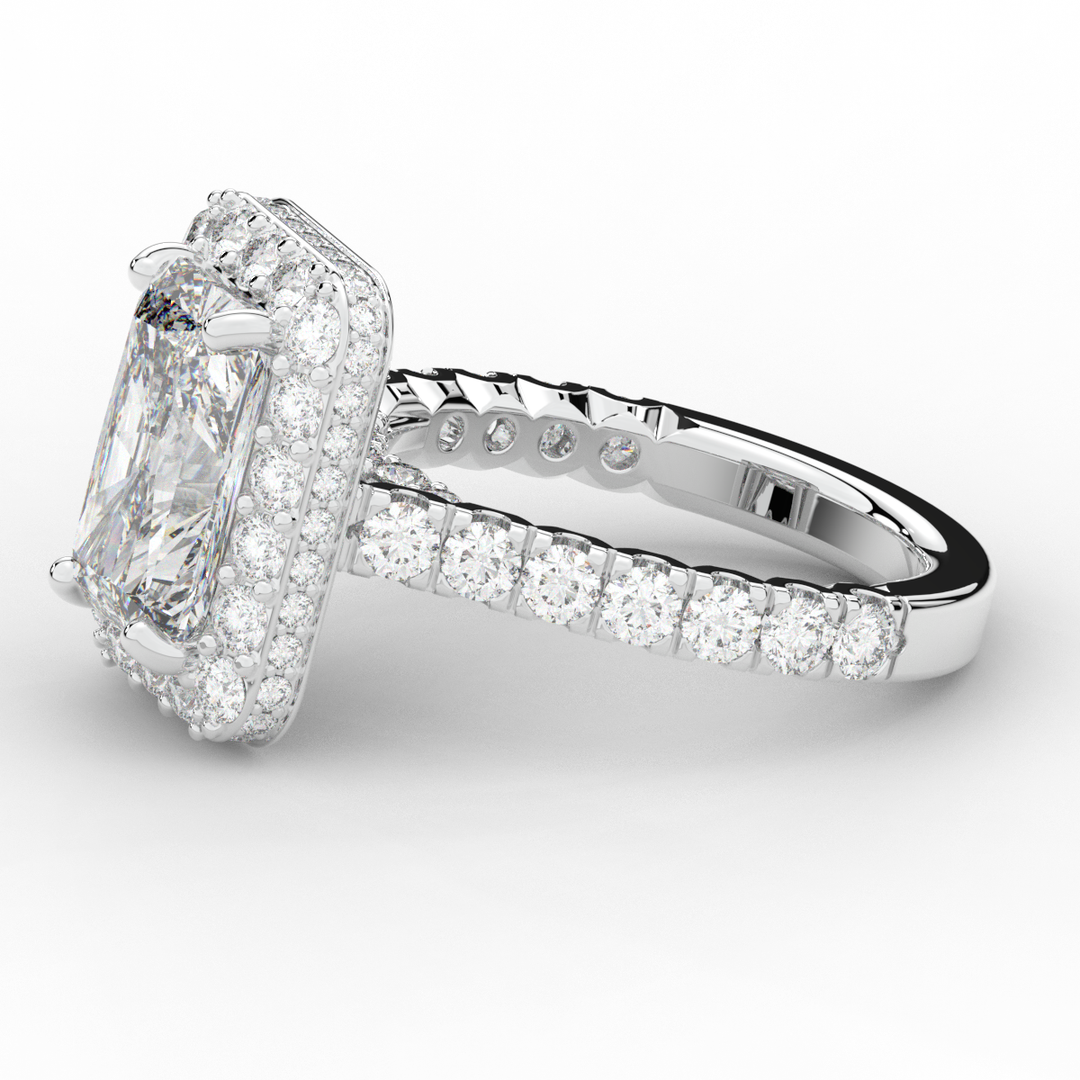 4.50CT.TW RADIANT LAB DIAMOND HALO ENGAGEMENT RING - Nazarelle
