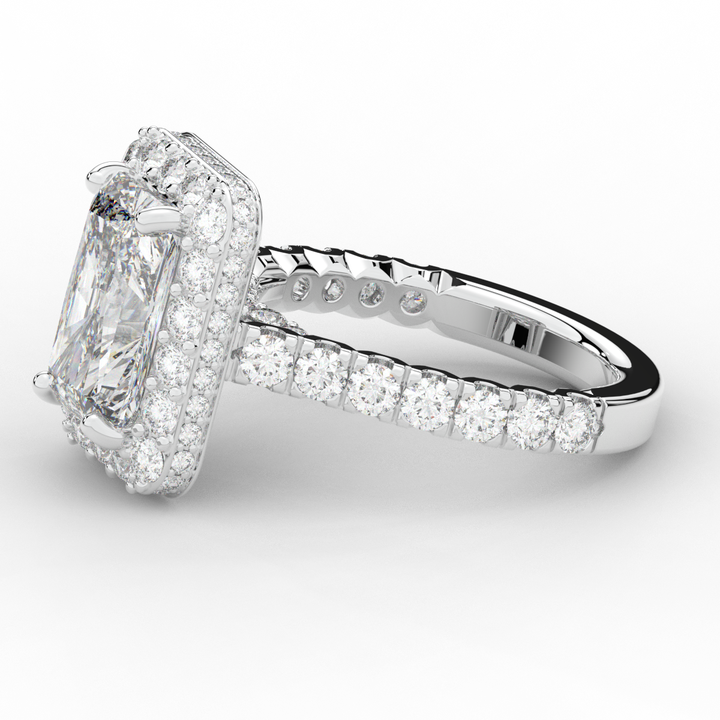 4.50CT.TW RADIANT LAB DIAMOND HALO ENGAGEMENT RING - Nazarelle