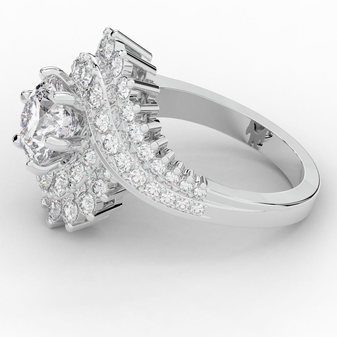 3.35CT.TW ROUND LAB DIAMOND BYPASS HALO ENGAGEMENT RING - Nazarelle