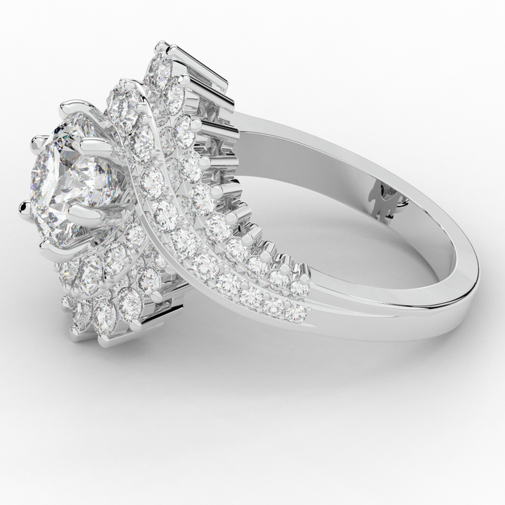3.35CT.TW ROUND LAB DIAMOND BYPASS HALO ENGAGEMENT RING - Nazarelle