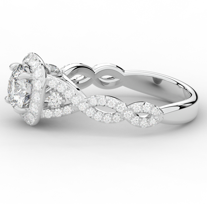 1.60CT.TW ROUND LAB DIAMOND HALO TWIST ENGAGEMENT RING - Nazarelle