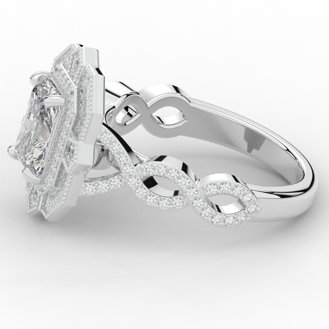 1.90CT.TW RADIANT LAB DIAMOND HALO ENGAGEMENT RING - Nazarelle