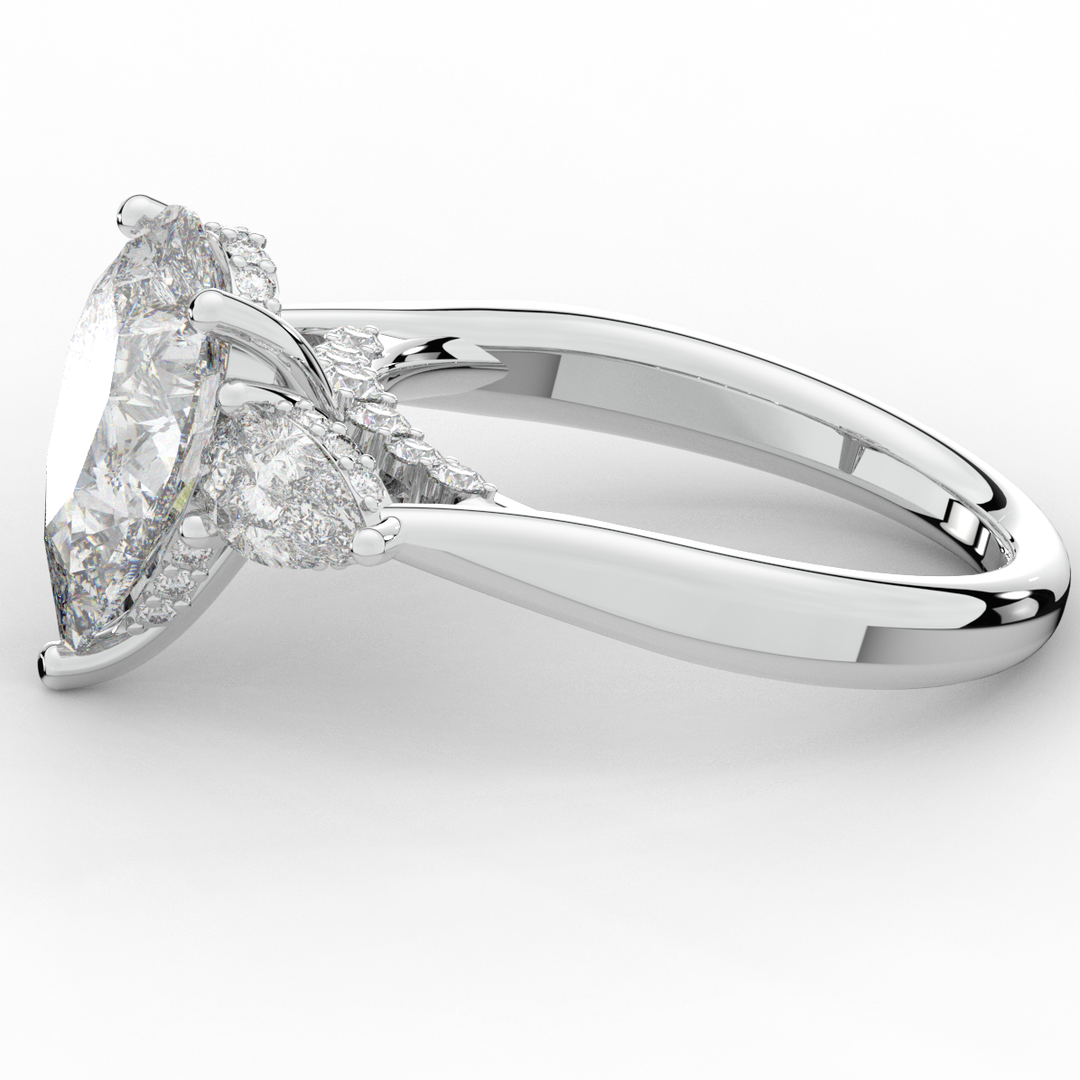 3.70CT.TW PEAR LAB DIAMOND 3 STONE ENGAGEMENT RING - Nazarelle