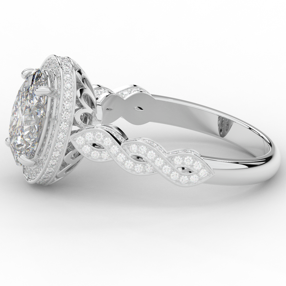 3.10CT.TW OVAL LAB DIAMOND HALO ENGAGEMENT RING - Nazarelle