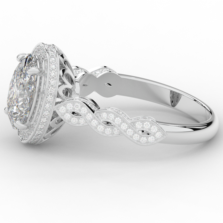 3.10CT.TW OVAL LAB DIAMOND HALO ENGAGEMENT RING - Nazarelle