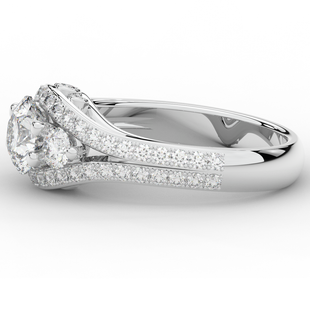 1.90CT.TW ROUND LAB DIAMOND THREE STONE ENGAGEMENT RING - Nazarelle