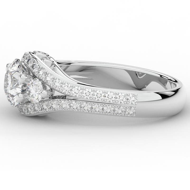 1.90CT.TW ROUND LAB DIAMOND THREE STONE ENGAGEMENT RING - Nazarelle