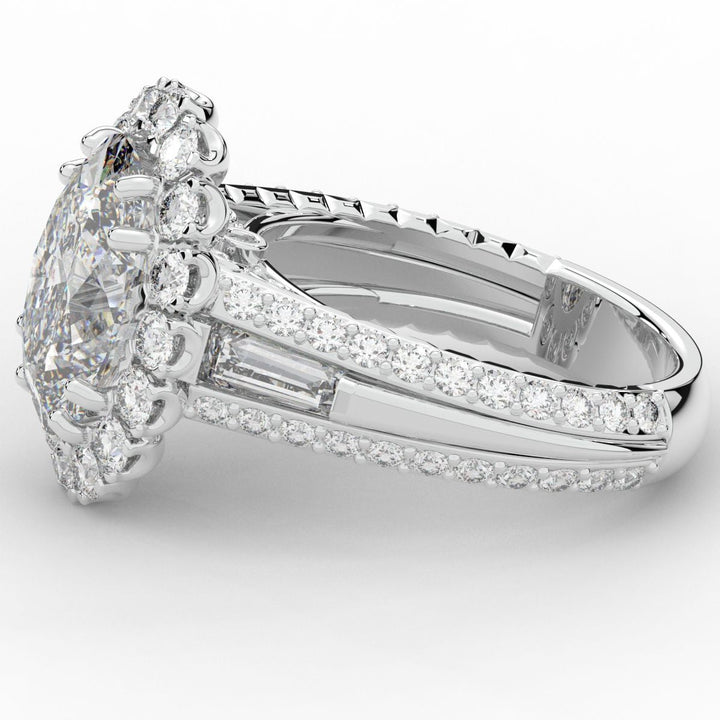 5.75CT.TW OVAL LAB DIAMOND HALO ENGAGEMENT RING - Nazarelle