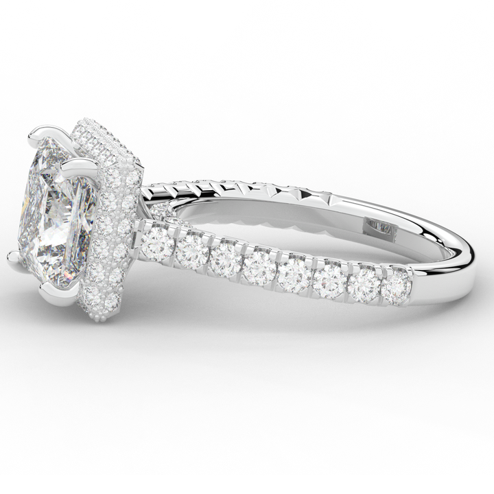 3.90CT.TW PRINCESS LAB DIAMOND HALO ENGAGEMENT RING - Nazarelle