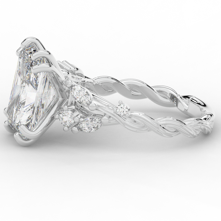 5.30CT.TW RADIANT LAB DIAMOND STYLIZED VINE AND TREE BARK FINISH ENGAGEMENT RING - Nazarelle