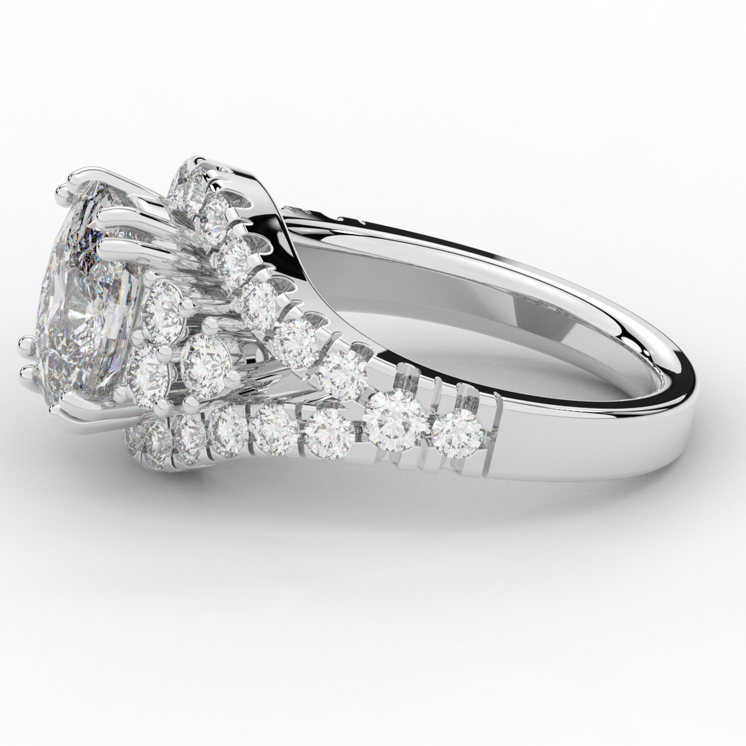 3.10CT.TW CUSHION LAB DIAMOND HALO ENGAGEMENT RING - Nazarelle