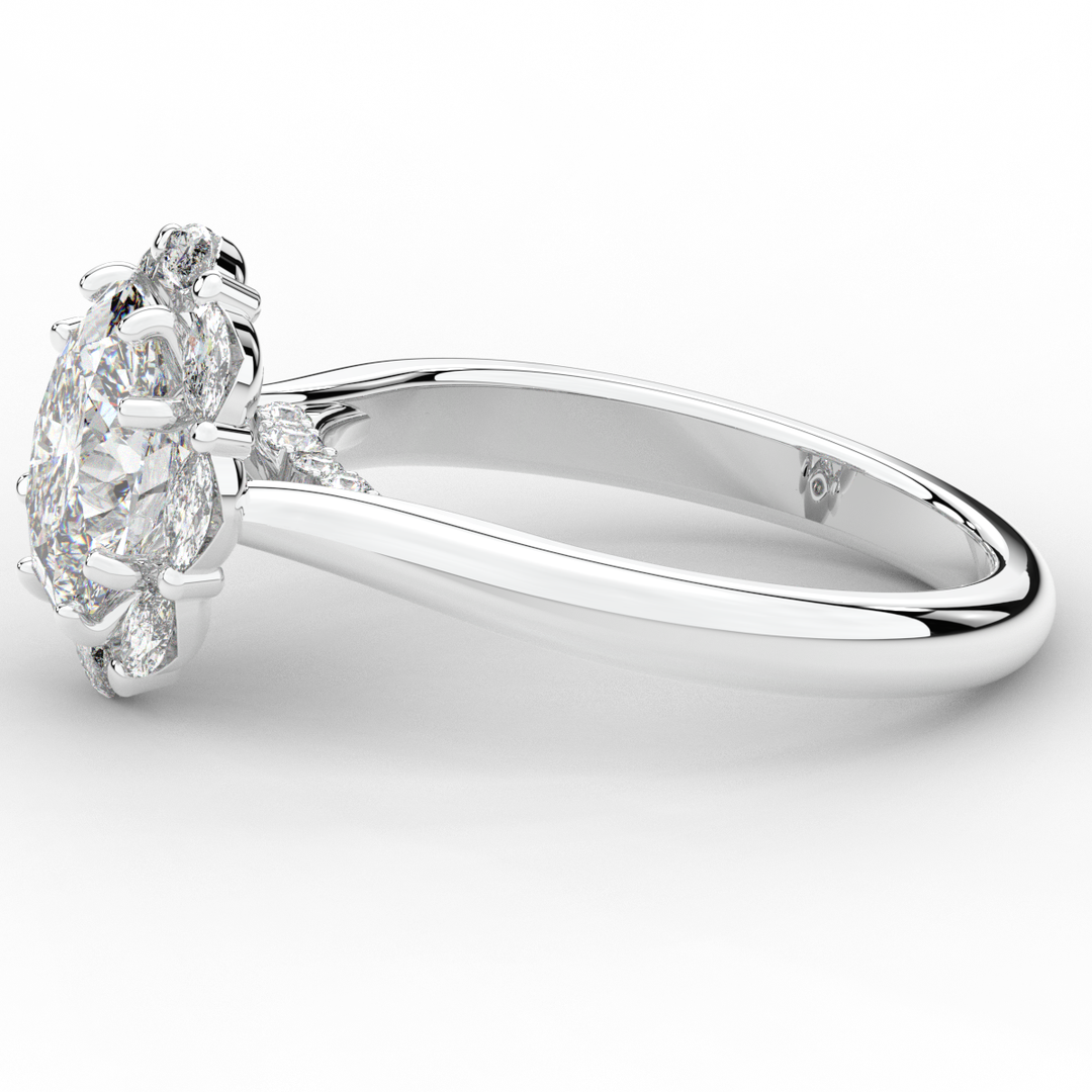 1.90CT.TW OVAL LAB DIAMOND HALO ENGAGEMENT RING - Nazarelle