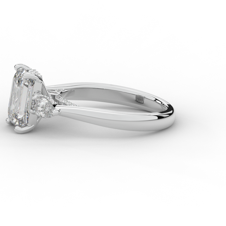 2.40CT.TW EMERALD CUT LAB DIAMOND 3 STONE ENGAGEMENT RING - Nazarelle