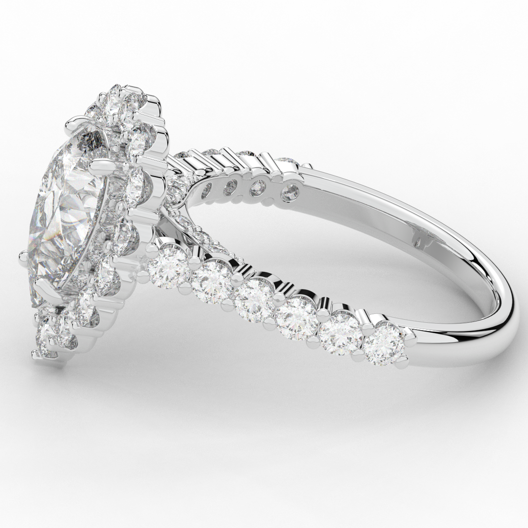 3.10CT.TW PEAR LAB DIAMOND HALO ENGAGEMENT RING - Nazarelle