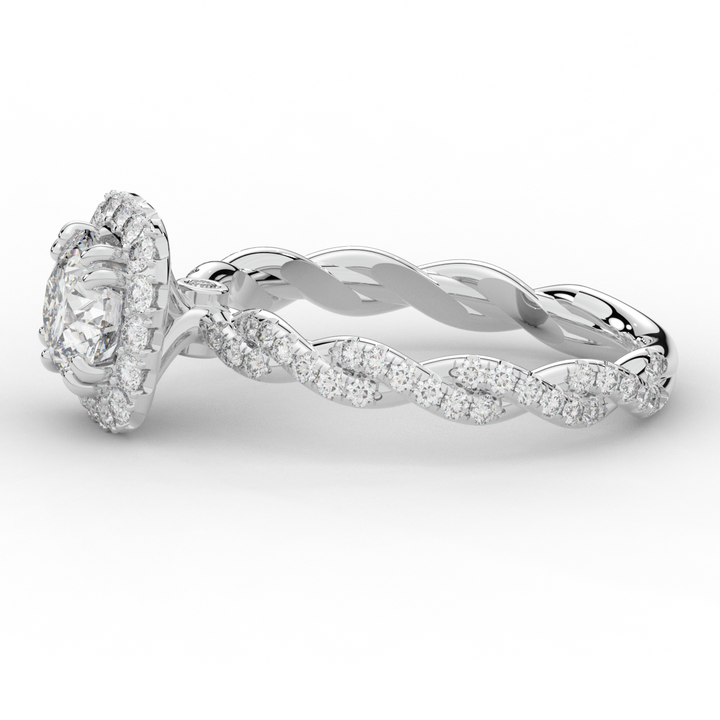 1.55CT.TW ROUND LAB DIAMOND HALO TWIST ENGAGEMENT RING - Nazarelle