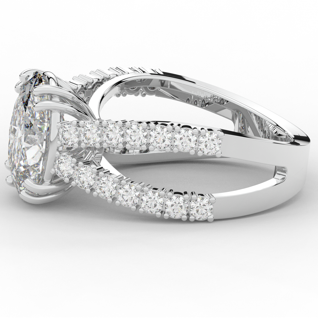 3.75CT.TW OVAL LAB DIAMOND SPLIT BAND ENGAGEMENT RING