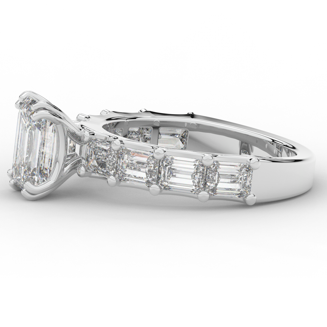 3.75CT.TW EMERALD CUT LAB DIAMOND SOLITAIRE ENGAGEMENT RING