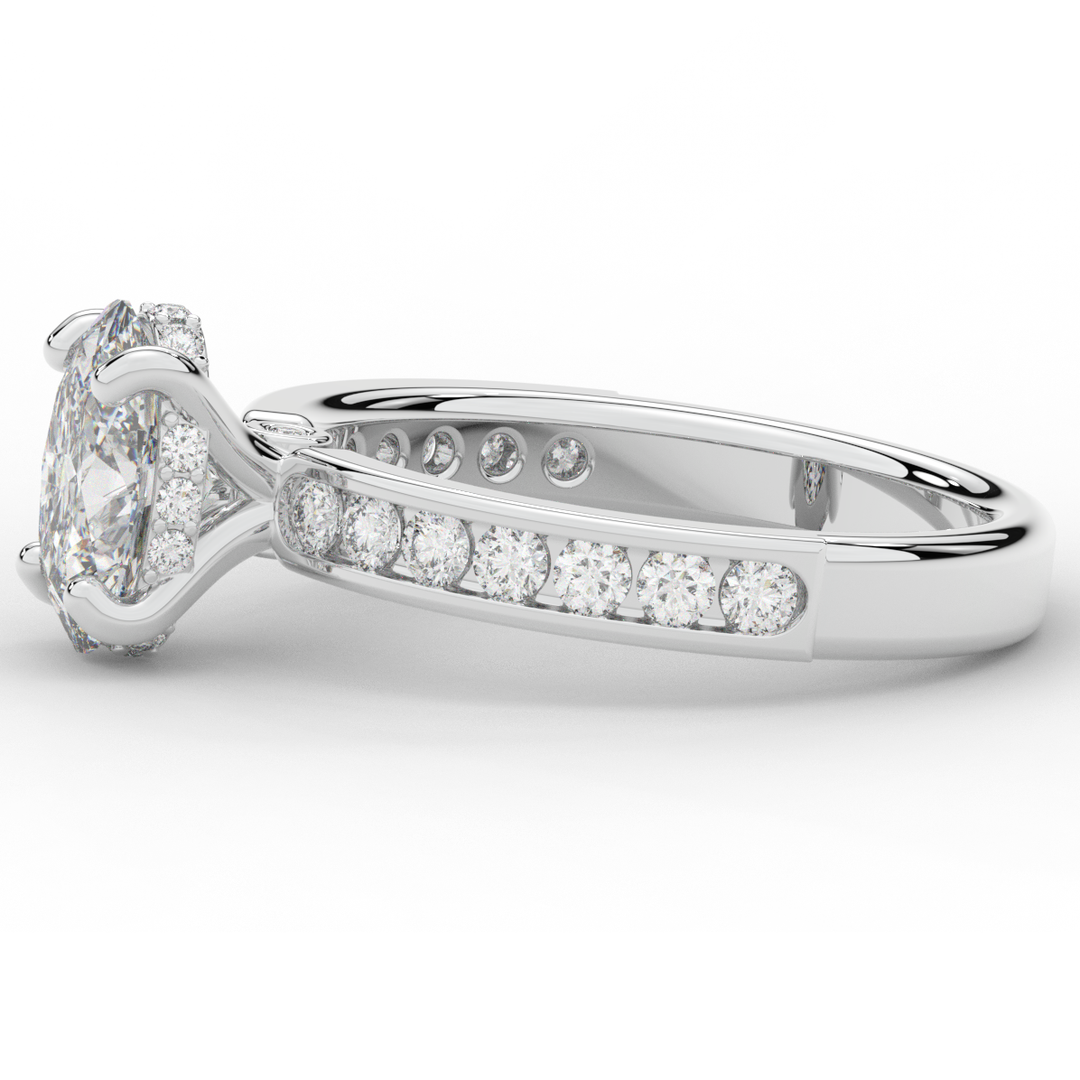1.95CT.TW OVAL LAB DIAMOND UNDERHALO ENGAGEMENT RING - Nazarelle