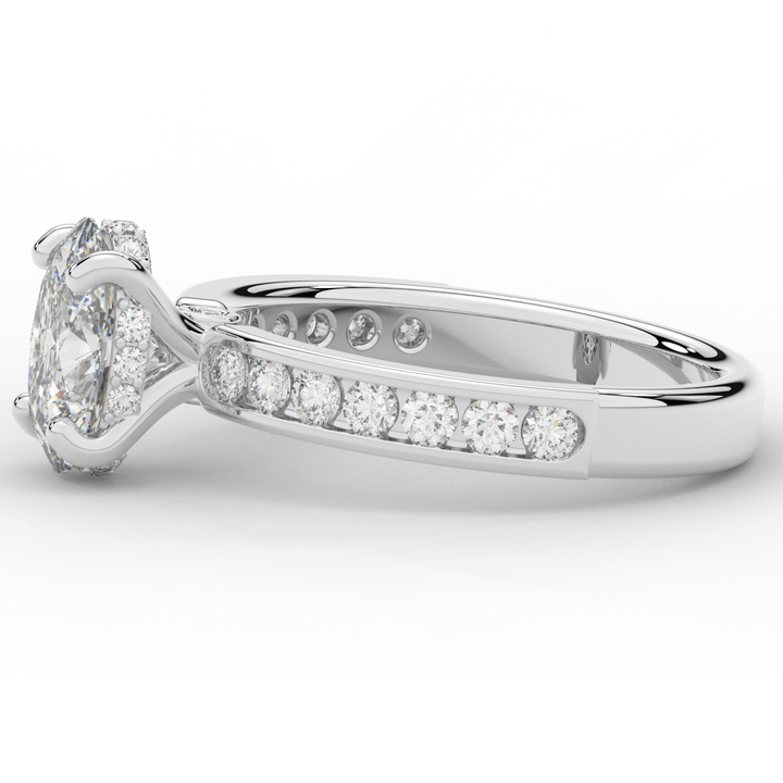 1.95CT.TW OVAL LAB DIAMOND UNDERHALO ENGAGEMENT RING - Nazarelle