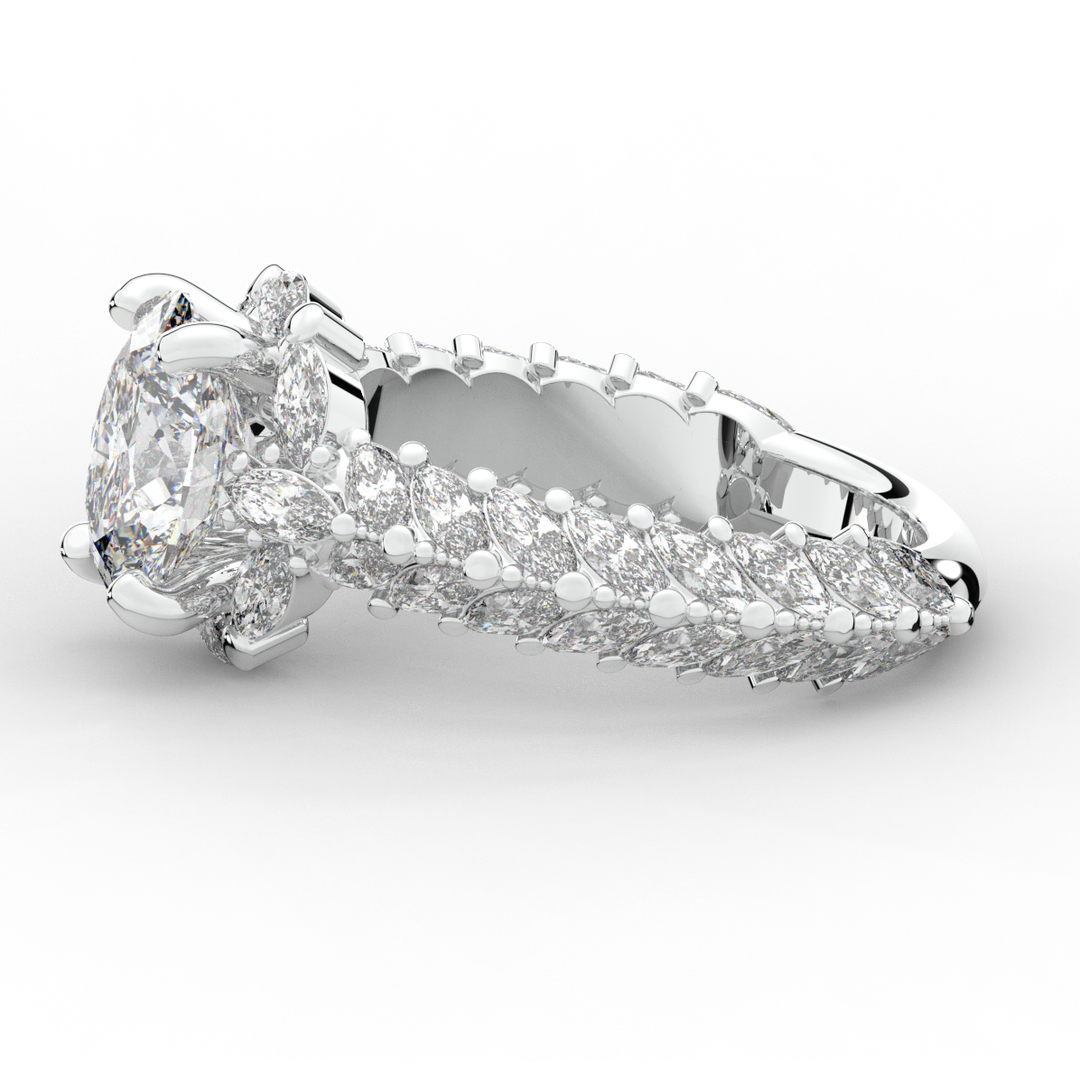 3.10CT.TW OVAL LAB DIAMOND HALO ENGAGEMENT RING - Nazarelle