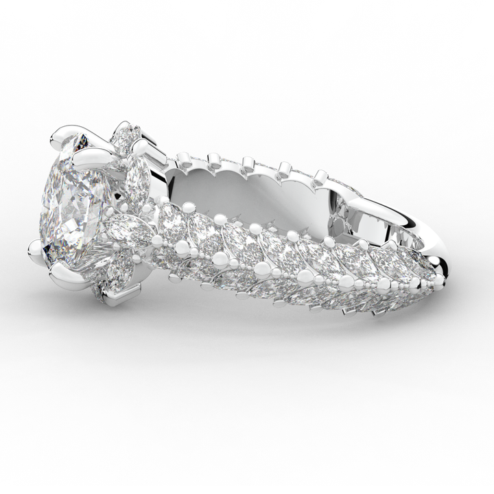 3.10CT.TW OVAL LAB DIAMOND HALO ENGAGEMENT RING - Nazarelle