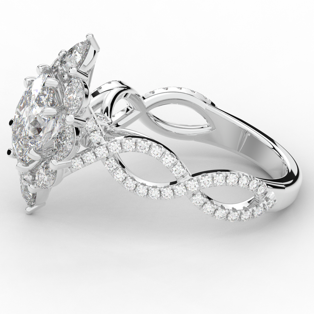 3.00CT.TW OVAL LAB DIAMOND HALO ENGAGEMENT RING - Nazarelle