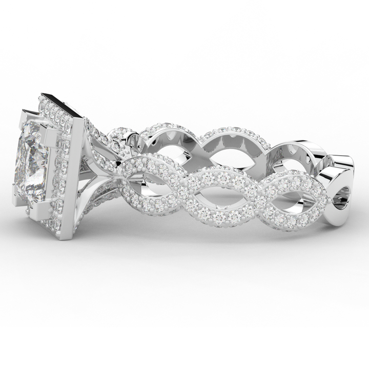 2.40CT.TW PRINCESS LAB DIAMOND HALO ENGAGEMENT RING - Nazarelle