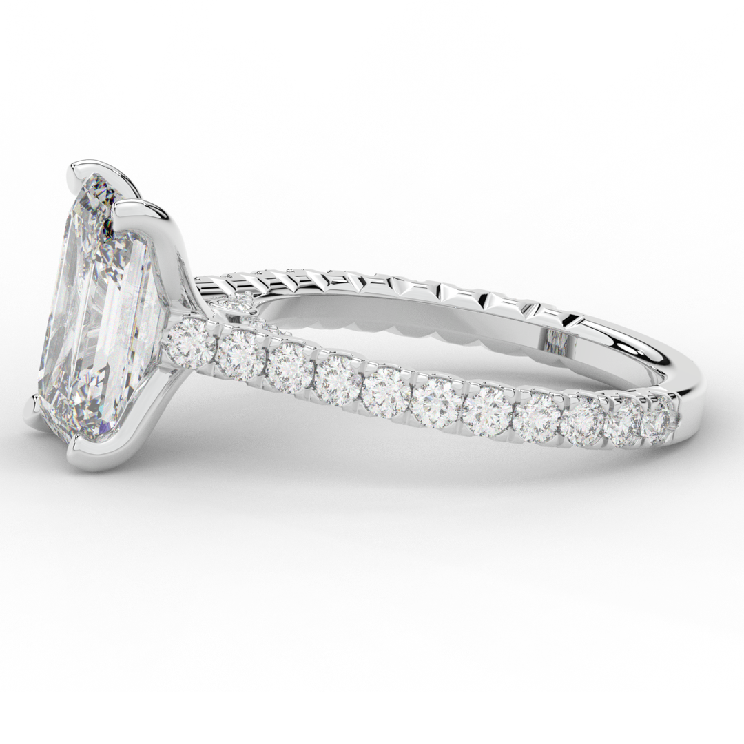 4.25CT.TW EMERALD CUT LAB DIAMOND SOLITAIRE ENGAGEMENT RING - Nazarelle