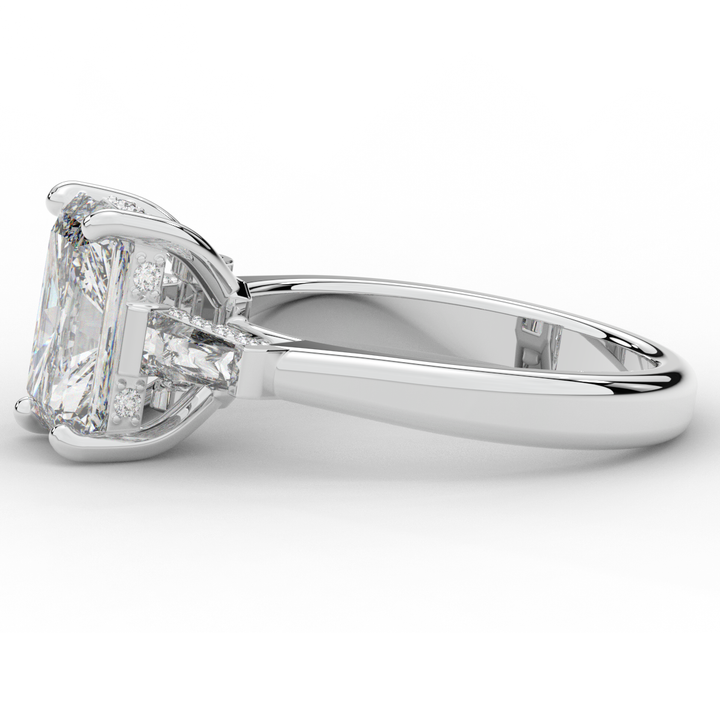 3.45CT.TW RADIANT LAB DIAMOND 3 STONE ENGAGEMENT RING - Nazarelle
