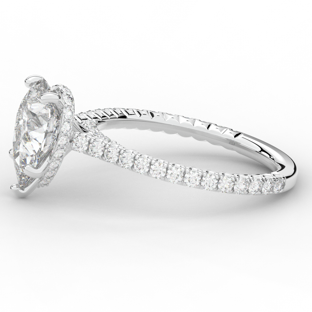 2.50CT.TW PEAR LAB DIAMOND UNDERHALO SOLITAIRE ENGAGEMENT RING - Nazarelle