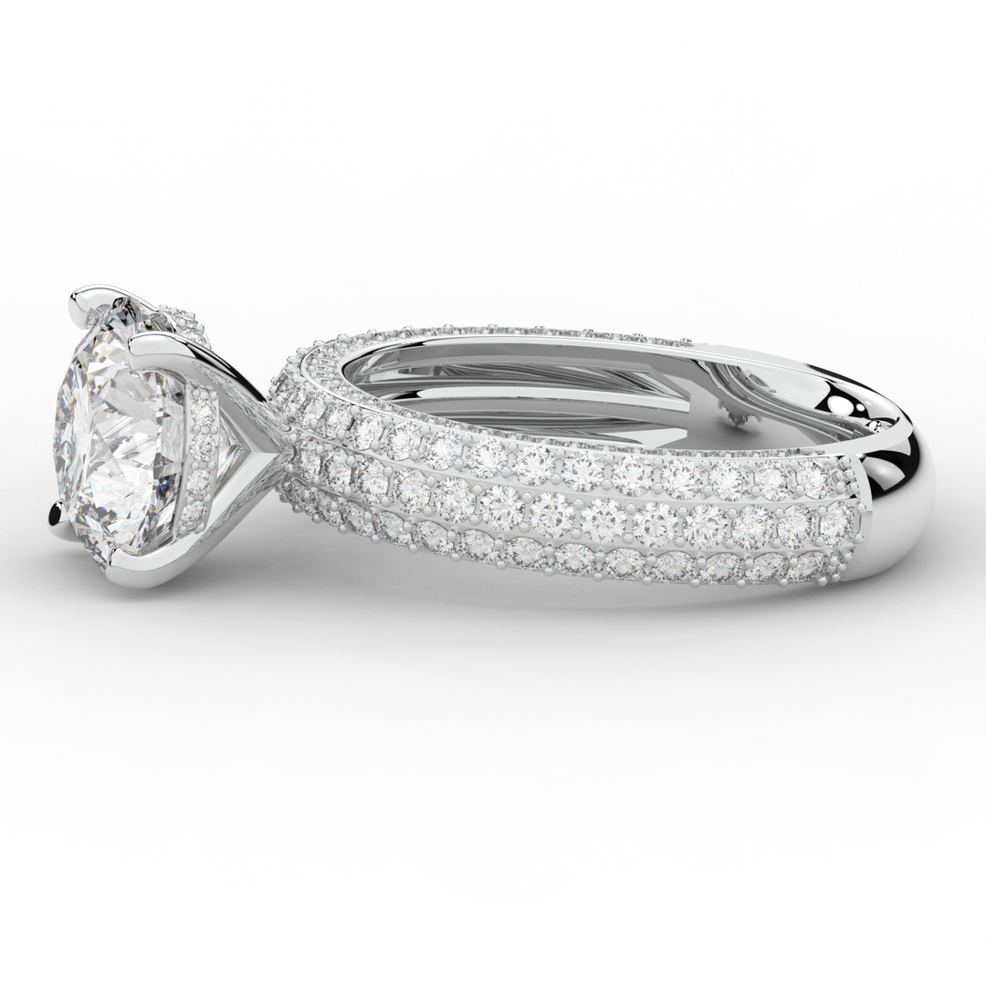 4.80CT.TW ROUND LAB DIAMOND UNDERHALO ENGAGEMENT RING - Nazarelle