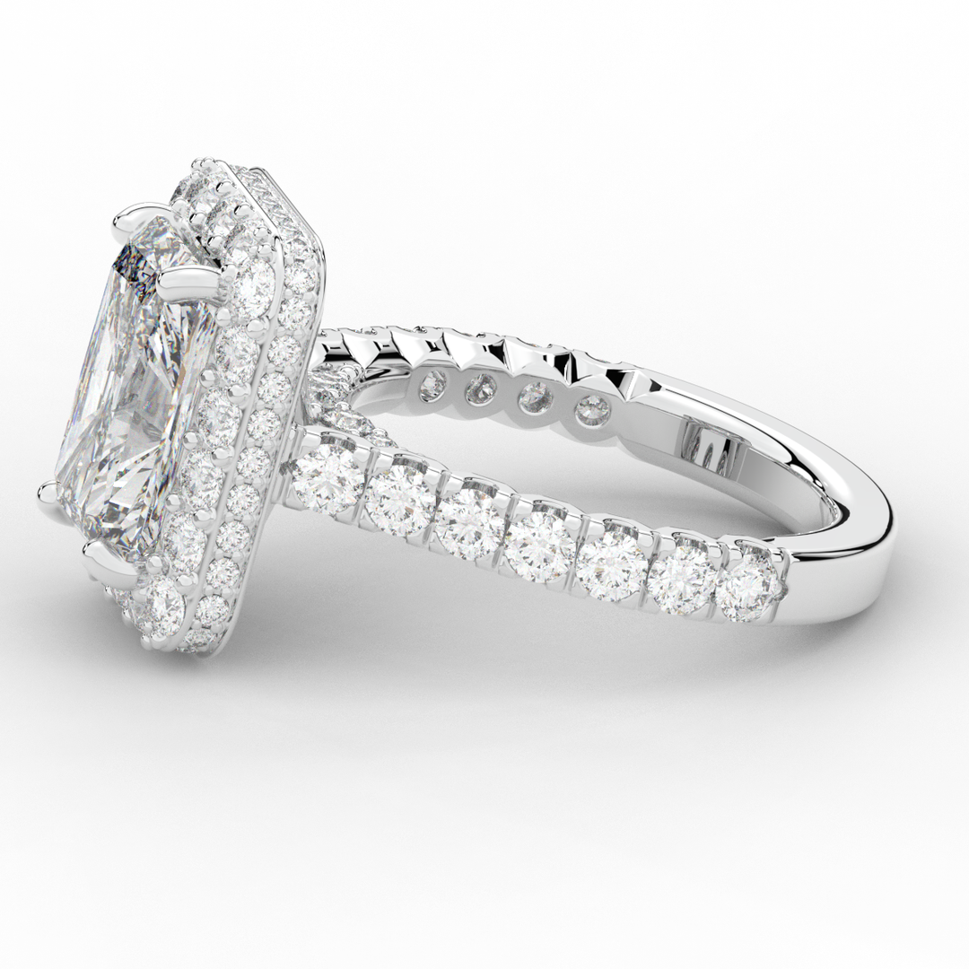4.50CT.TW RADIANT LAB DIAMOND HALO ENGAGEMENT RING - Nazarelle