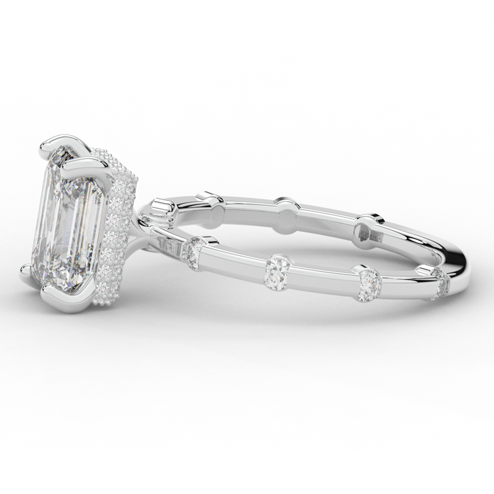 2.60CT.TW RADIANT LAB DIAMOND UNDERHALO SOLITAIRE ENGAGEMENT RING - Nazarelle