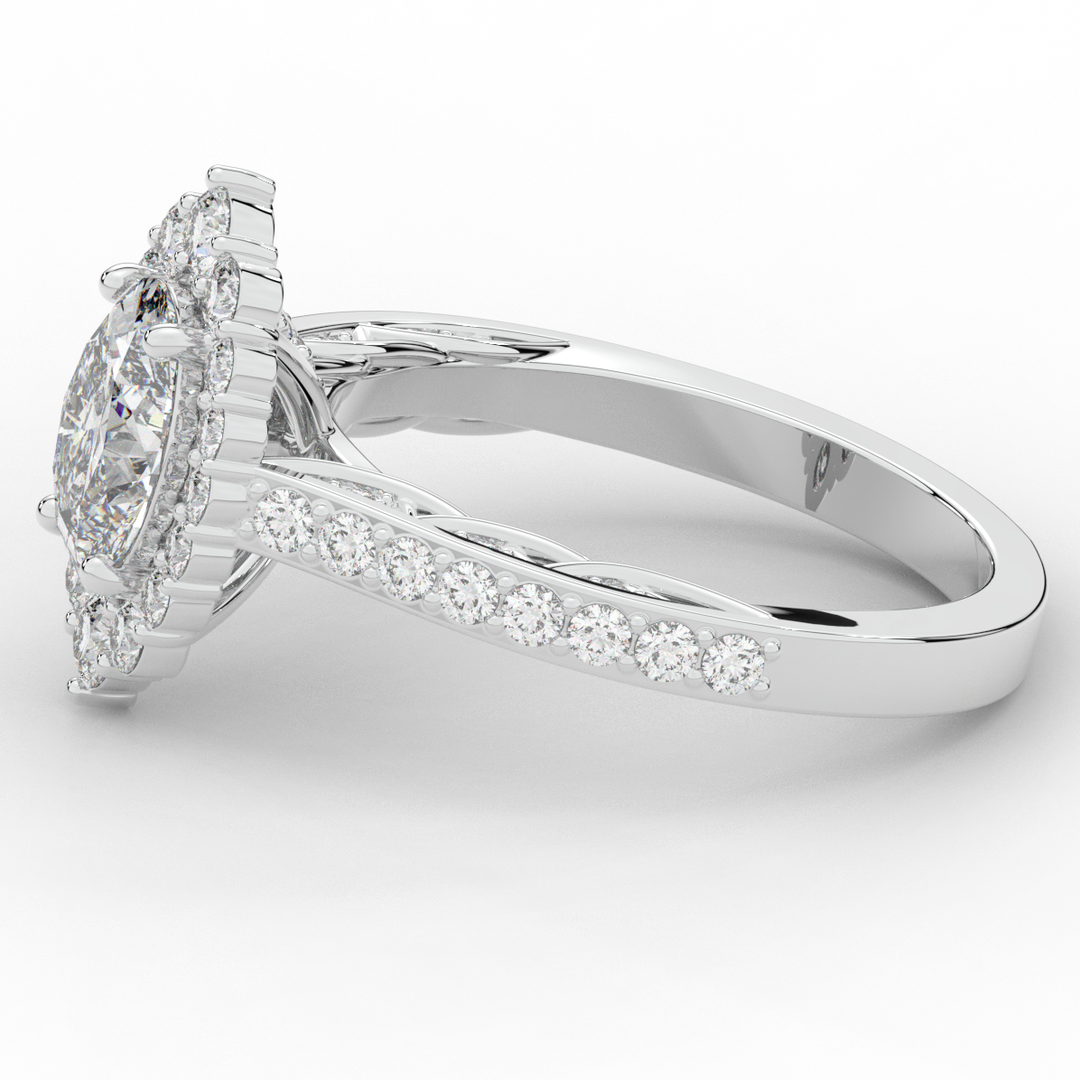 1.75CT.TW OVAL LAB DIAMOND HALO ENGAGEMENT RING - Nazarelle