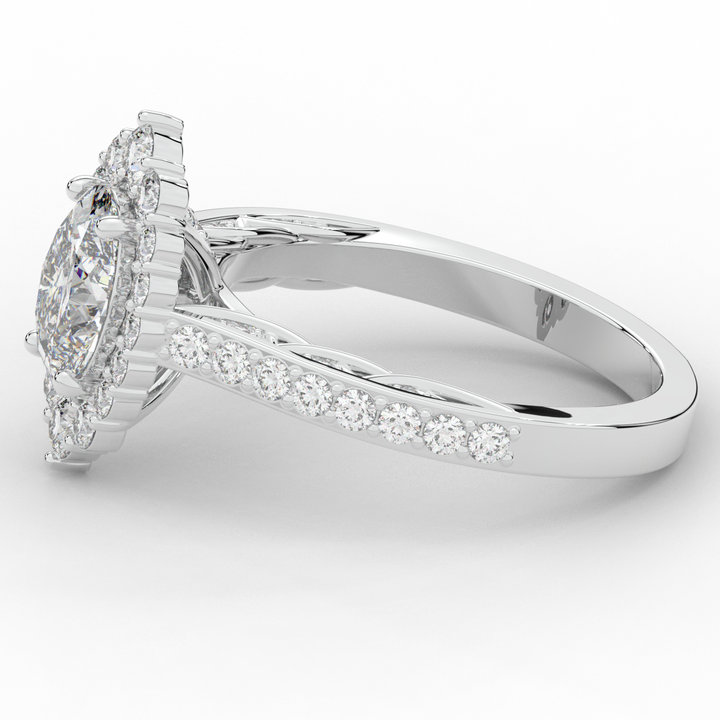 1.75CT.TW OVAL LAB DIAMOND HALO ENGAGEMENT RING - Nazarelle
