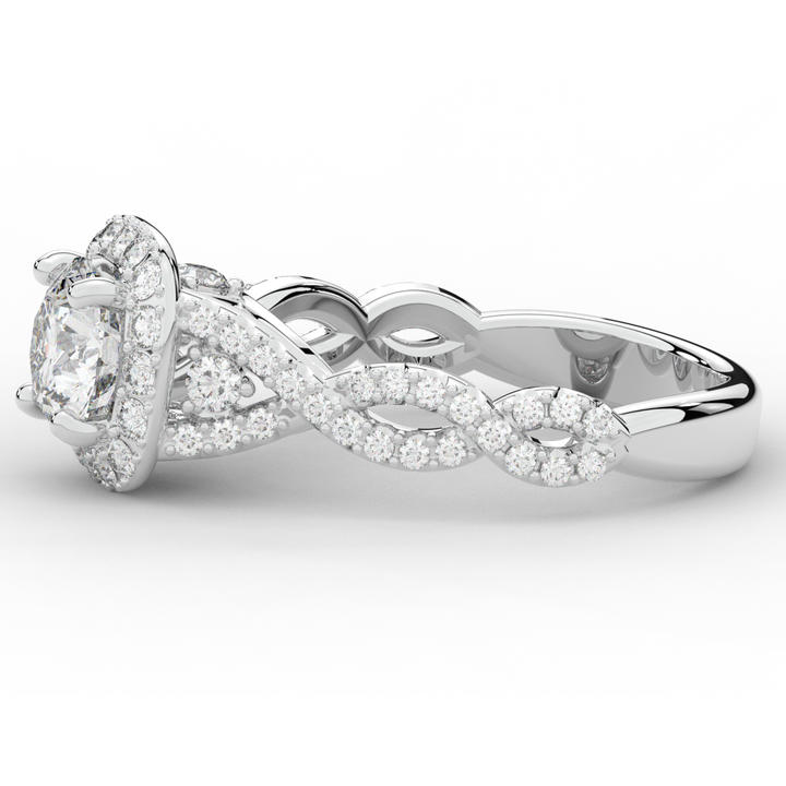 1.30CT.TW ROUND LAB DIAMOND HALO ENGAGEMENT RING - Nazarelle