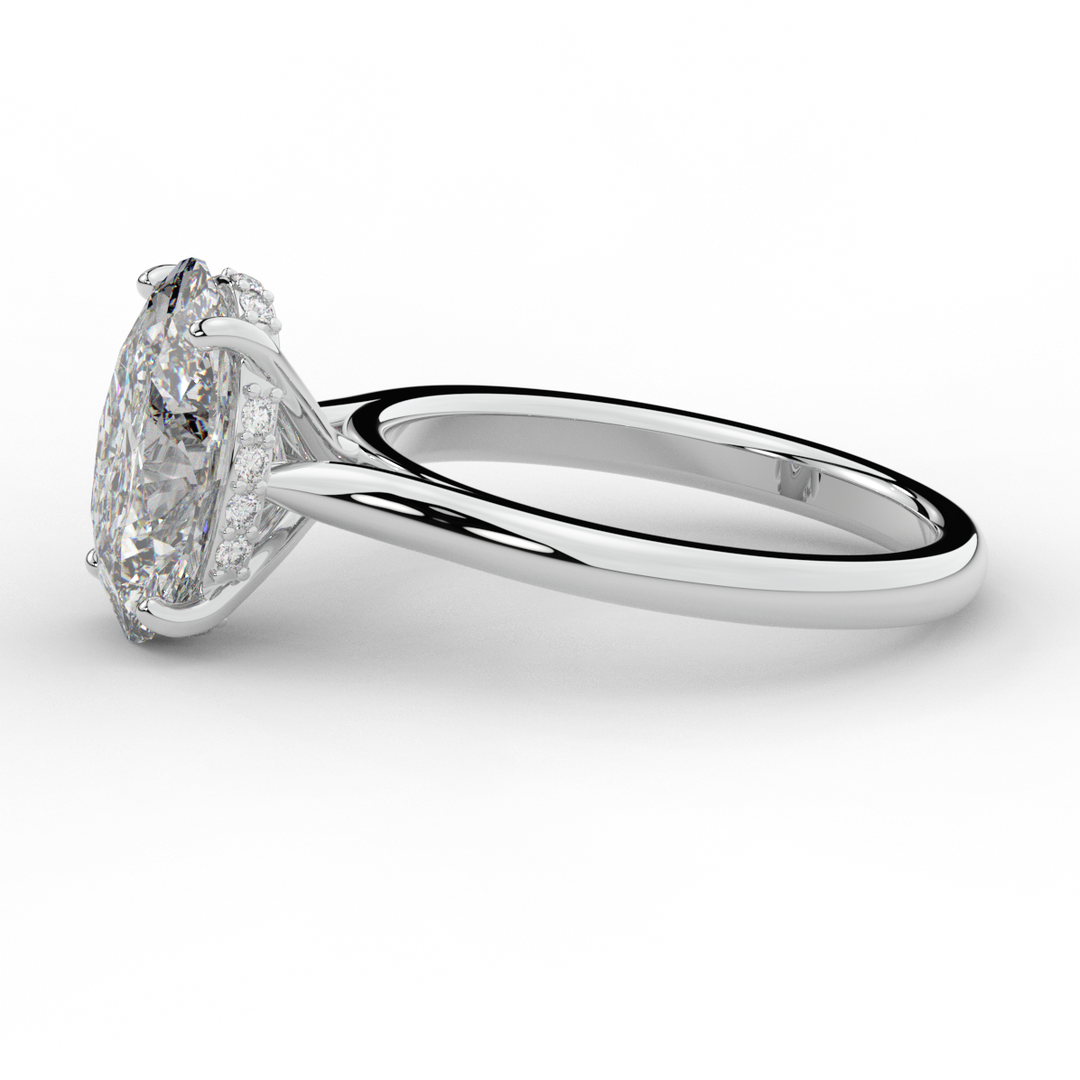2.05CT.TW OVAL LAB DIAMOND UNDERHALO ENGAGEMENT RING - Nazarelle