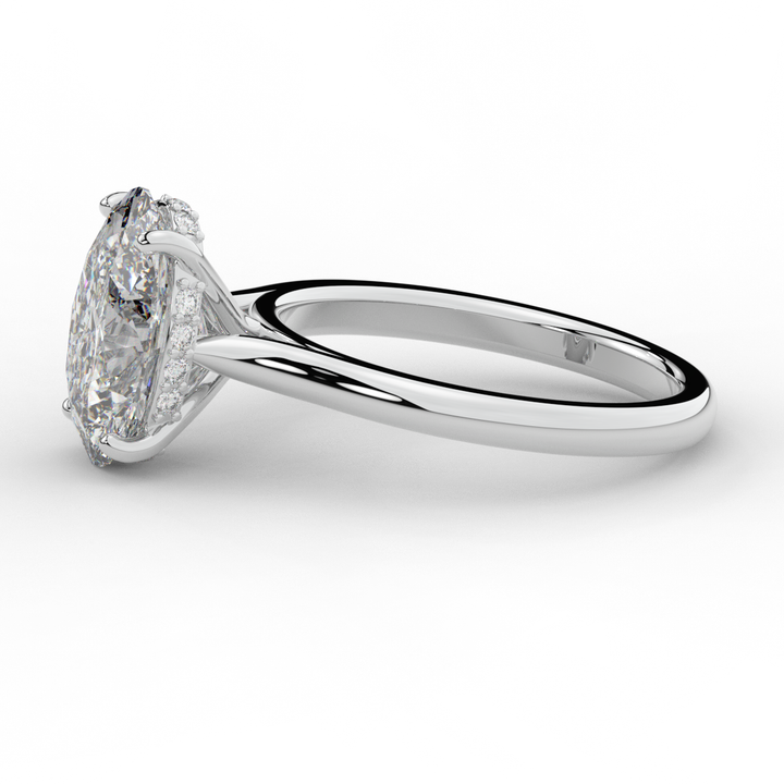 2.05CT.TW OVAL LAB DIAMOND UNDERHALO ENGAGEMENT RING - Nazarelle