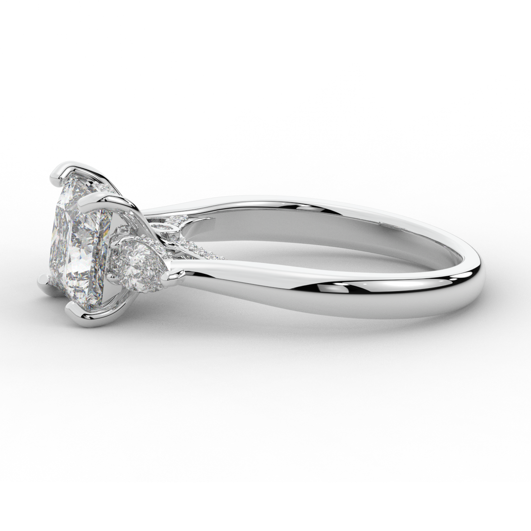 2.40CT.TW PRINCESS LAB DIAMOND 3 STONE ENGAGEMENT RING - Nazarelle