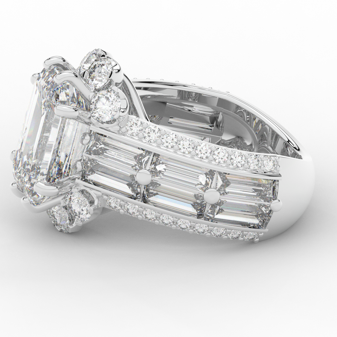 8.25CT.TW EMERALD CUT LAB DIAMOND HALO ENGAGEMENT RING - Nazarelle