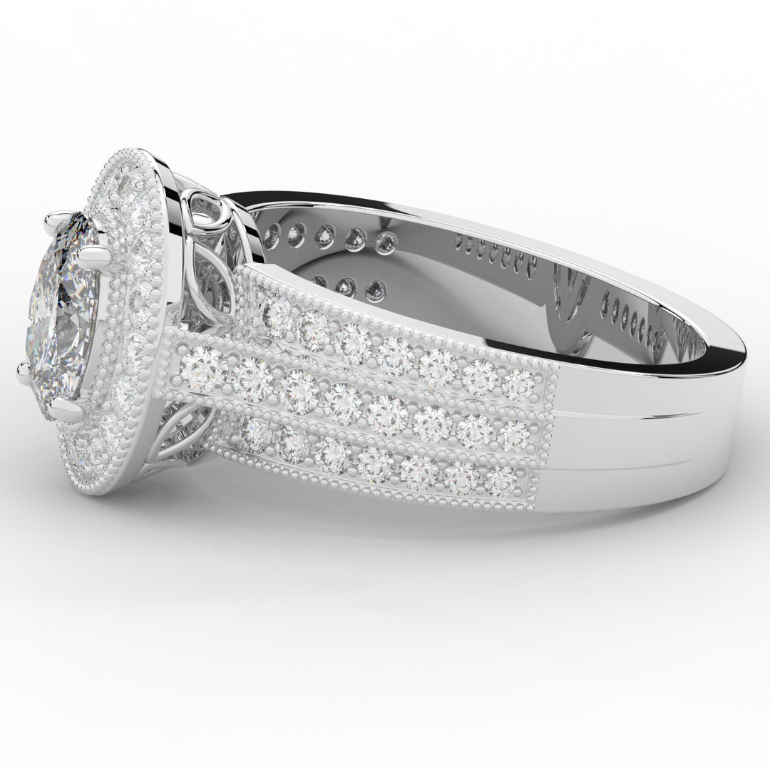 1.80CT.TW OVAL LAB DIAMOND HALO ENGAGEMENT RING - Nazarelle