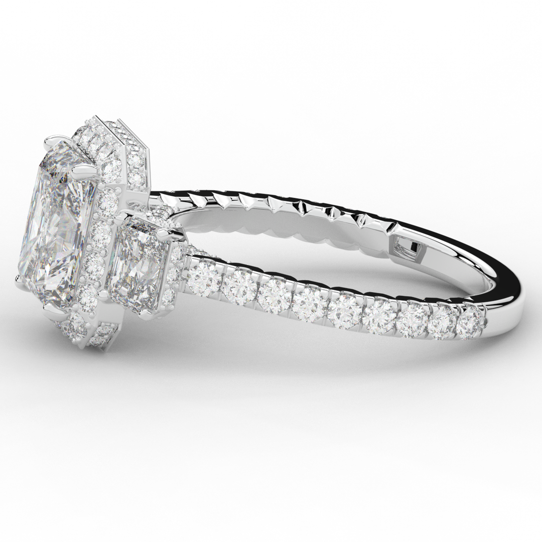3.20CT.TW RADIANT LAB DIAMOND 3 STONE ENGAGEMENT RING - Nazarelle