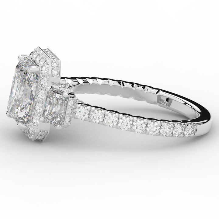 3.20CT.TW RADIANT LAB DIAMOND 3 STONE ENGAGEMENT RING - Nazarelle