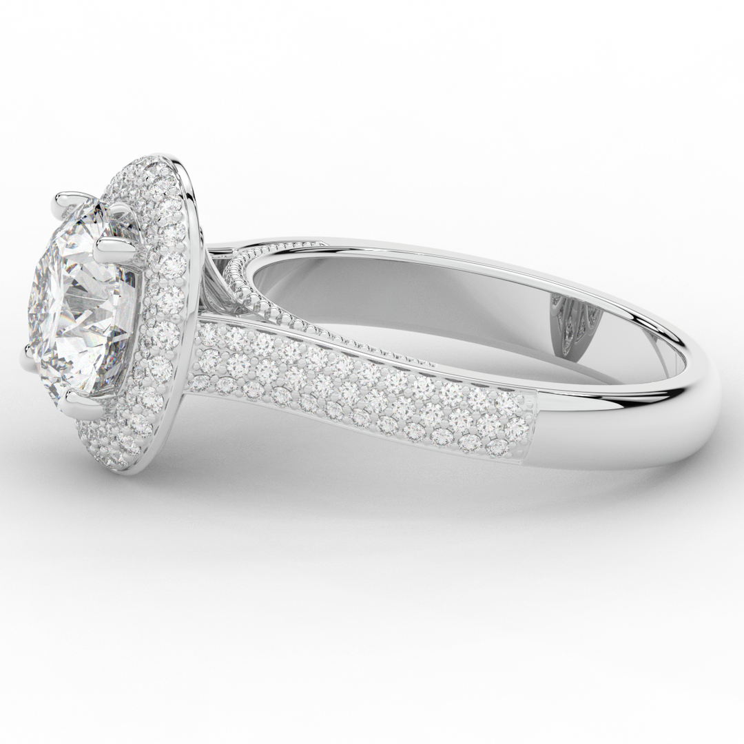 2.45CT.TW ROUND LAB DIAMOND HALO ENGAGEMENT RING - Nazarelle