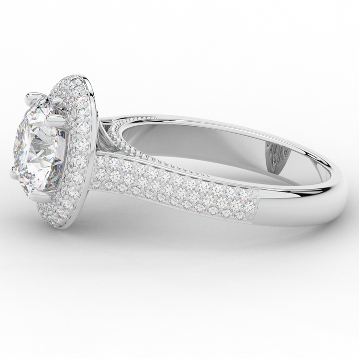 2.45CT.TW ROUND LAB DIAMOND HALO ENGAGEMENT RING - Nazarelle