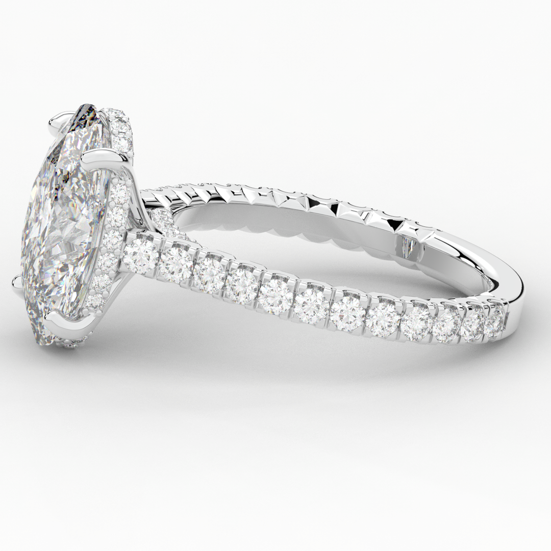 4.70CT.TW OVAL LAB DIAMOND UNDERHALO SOLITAIRE ENGAGEMENT RING - Nazarelle