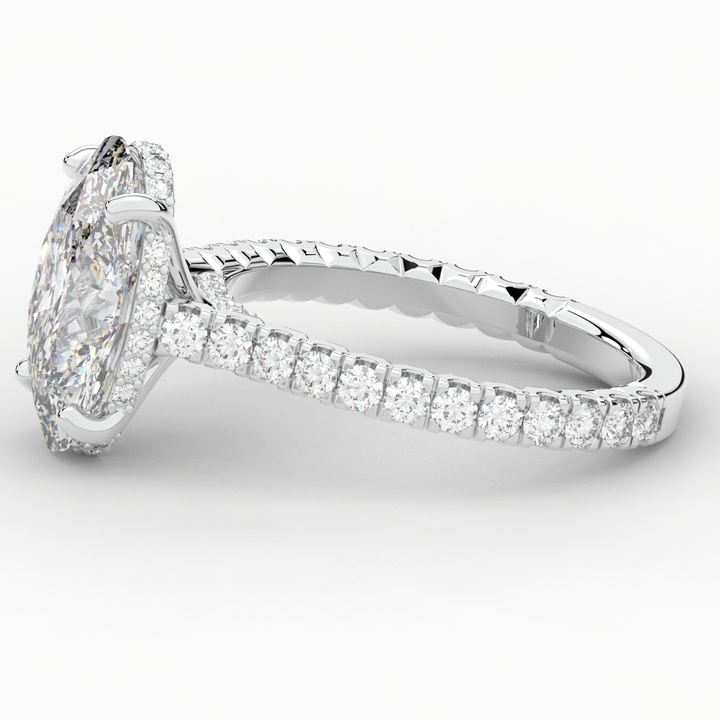 4.70CT.TW OVAL LAB DIAMOND UNDERHALO SOLITAIRE ENGAGEMENT RING - Nazarelle