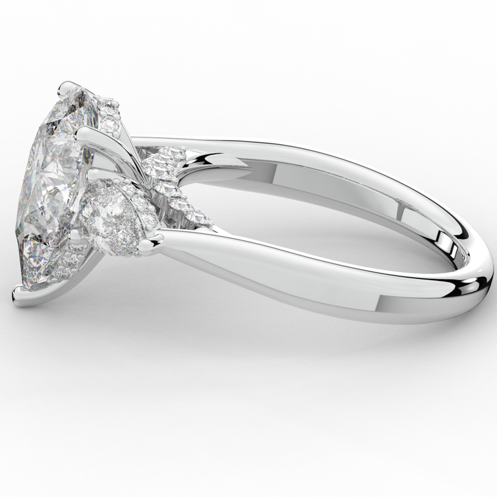 3.70CT.TW PEAR LAB DIAMOND 3 STONE ENGAGEMENT RING - Nazarelle