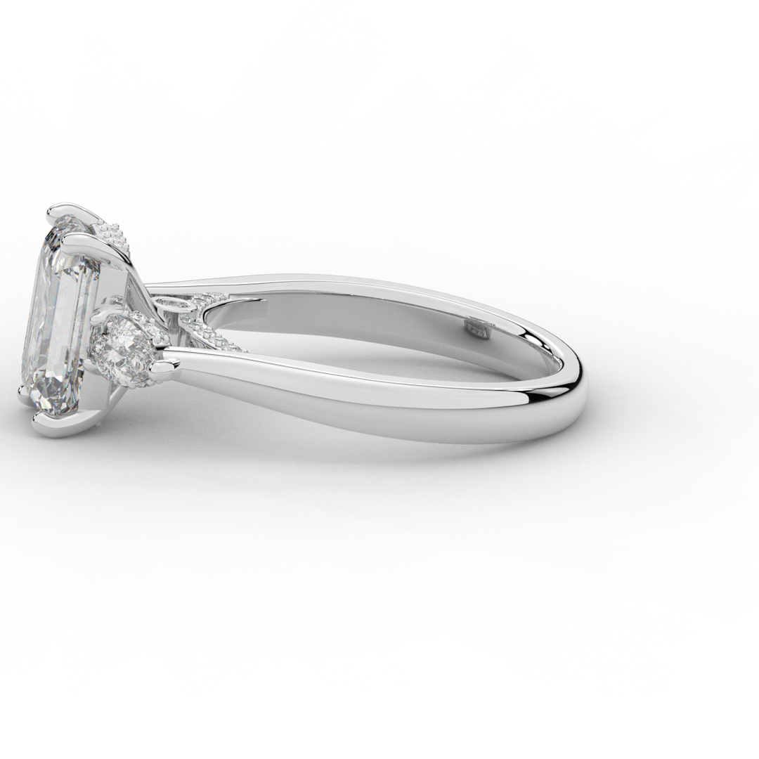 2.40CT.TW EMERALD CUT LAB DIAMOND 3 STONE ENGAGEMENT RING - Nazarelle