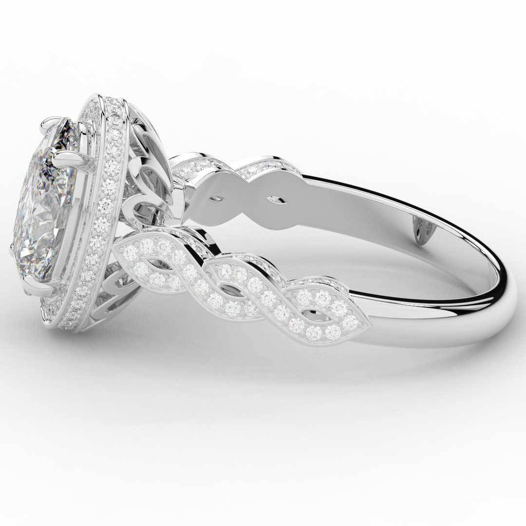 3.10CT.TW OVAL LAB DIAMOND HALO ENGAGEMENT RING - Nazarelle